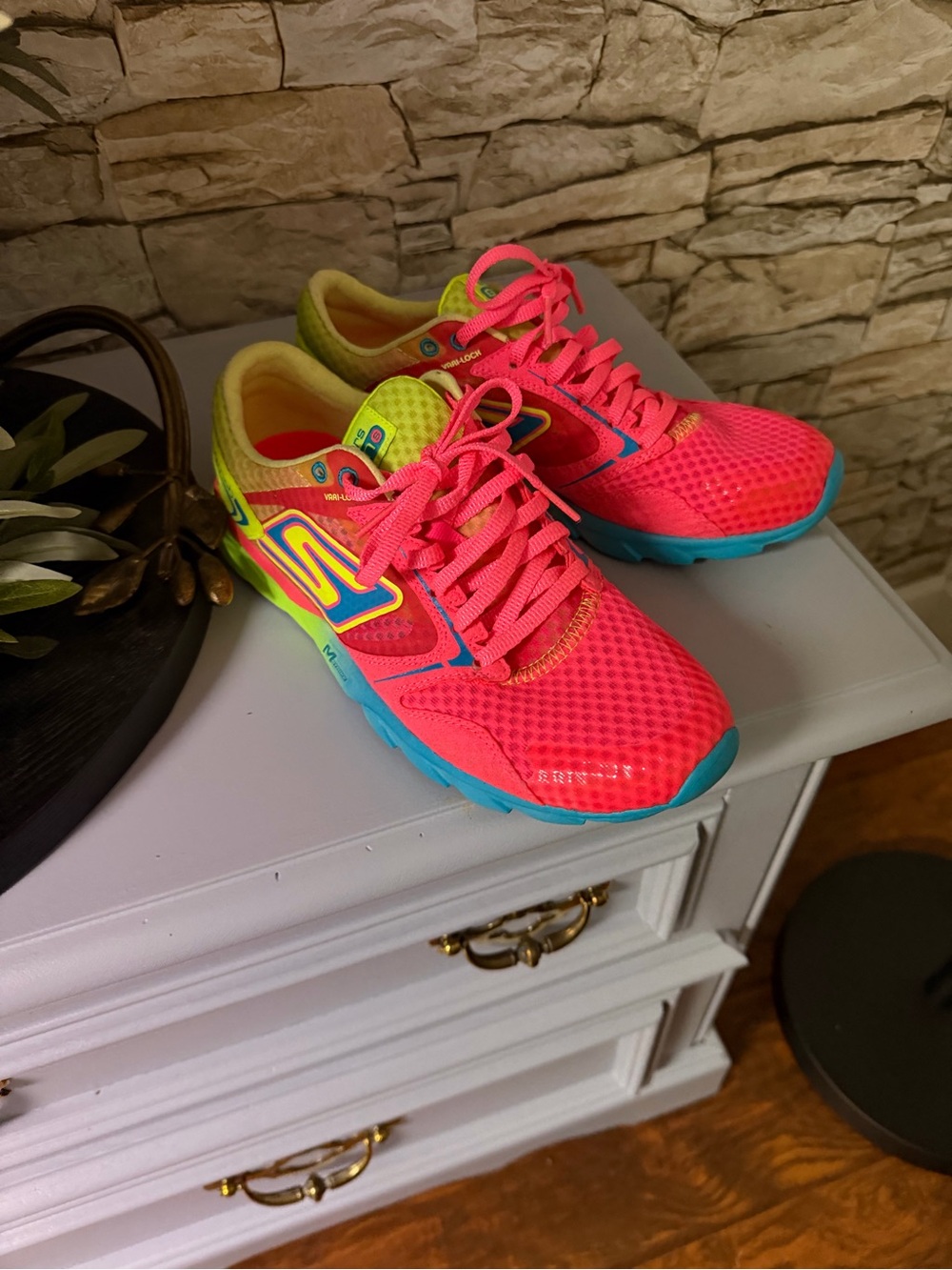 Skechers Women Neon Pink and Blue Athletic Sneakers